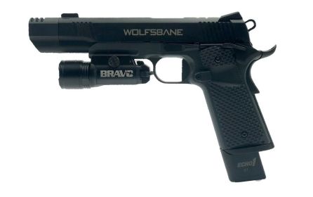 Echo1 Wolfsbane Gas Airsoft Pistol with Bravo STL800 Flashlight Combo, Black