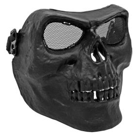 Full Face Skull Mask for Airsoft with Metal Mesh Eyes, Black