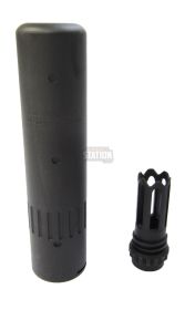 G&G SCAR Style Barrel Extension and Flash Hider Set, Metal, Black