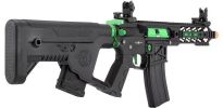 Lancer Tactical Enforcer Series BATTLE HAWK 7â€ Skeleton High FPS AEG Airsoft Rifle w/ Alpha Stock, Black / Green