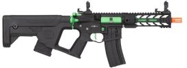 Lancer Tactical Enforcer Series BATTLE HAWK 7â€ Skeleton High FPS AEG Airsoft Rifle w/ Alpha Stock, Black / Green