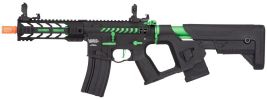 Lancer Tactical Enforcer Series BATTLE HAWK 7â€ Skeleton High FPS AEG Airsoft Rifle w/ Alpha Stock, Black / Green