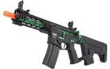 Lancer Tactical Enforcer Series BATTLE HAWK 7â€ Skeleton High FPS AEG Airsoft Rifle w/ Alpha Stock, Black / Green
