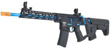 Lancer Tactical Enforcer Series BLACKBIRD Skeleton ProLine Low FPS Airsoft Rifle w/ Alpha Stock, Black / Blue