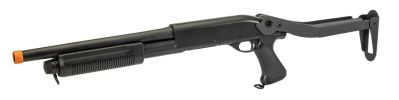 Lancer Tactical Tri-Burst Short Barrel Airsoft Shotgun w/ Folding Stock, Black