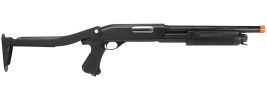 Lancer Tactical Tri-Burst Short Barrel Airsoft Shotgun w/ Folding Stock, Black