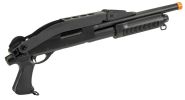 Lancer Tactical Tri-Burst Short Barrel Airsoft Shotgun w/ Folding Stock, Black