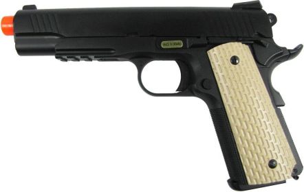 WE 1911 Full Metal Semi Auto Gas Blowback Pistol with Tan Grips
