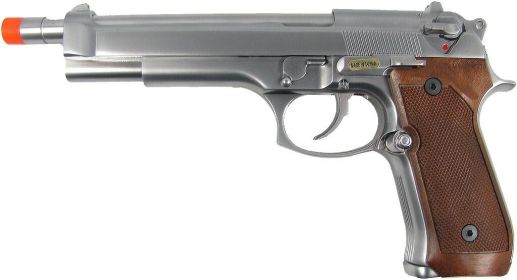 WE M92 Long Barreled Full Metal Semi Auto Gas/CO2 Blowback Pistol - Silver Edition