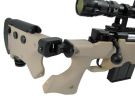 WELL L96 Airsoft Spring Sniper Rifle with Folding Stock, Scope, Bipod, and Monopod - FDE/Tan