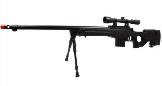 WELL L96 Airsoft Spring Sniper Rifle with Folding Stock, Scope, Bipod, and Monopod