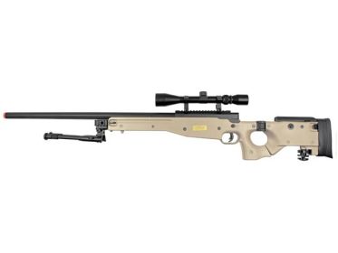 Well MB08 Bolt Action Airsoft Sniper Rifle w/ Scope and Bipod, Tan