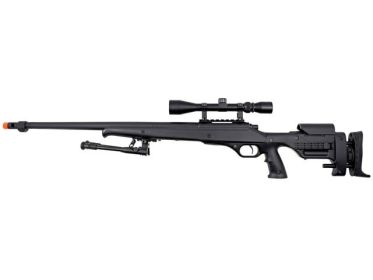 Well MB12 Heavy Weight Bolt Action Airsoft Sniper Rifle w/ Scope & Bipod, Black