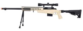 WellFire MB4418-1 Bolt Action Airsoft Sniper Rifle w/ Scope & Bipod, Tan
