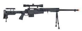 WellFire MB4418-3 Bolt Action Airsoft Sniper Rifle w/ Scope & Bipod, Black