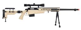 WellFire MB4418-3 Bolt Action Airsoft Sniper Rifle w/ Scope & Bipod, Tan