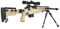 WellFire MB4418-3 Bolt Action Airsoft Sniper Rifle w/ Scope & Bipod, Tan