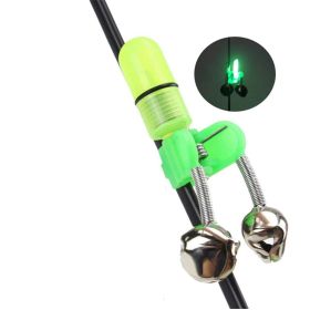 Goture 20pcs/10pcs Portable LED Night Fishing Rod Alarm Bell With Dual Ring Bells (Color: Green Light)