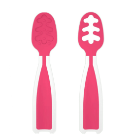 2Pcs Baby Spoons, Feeding Littles, Silicone Pre-Spoon for Kids (Color: pink)